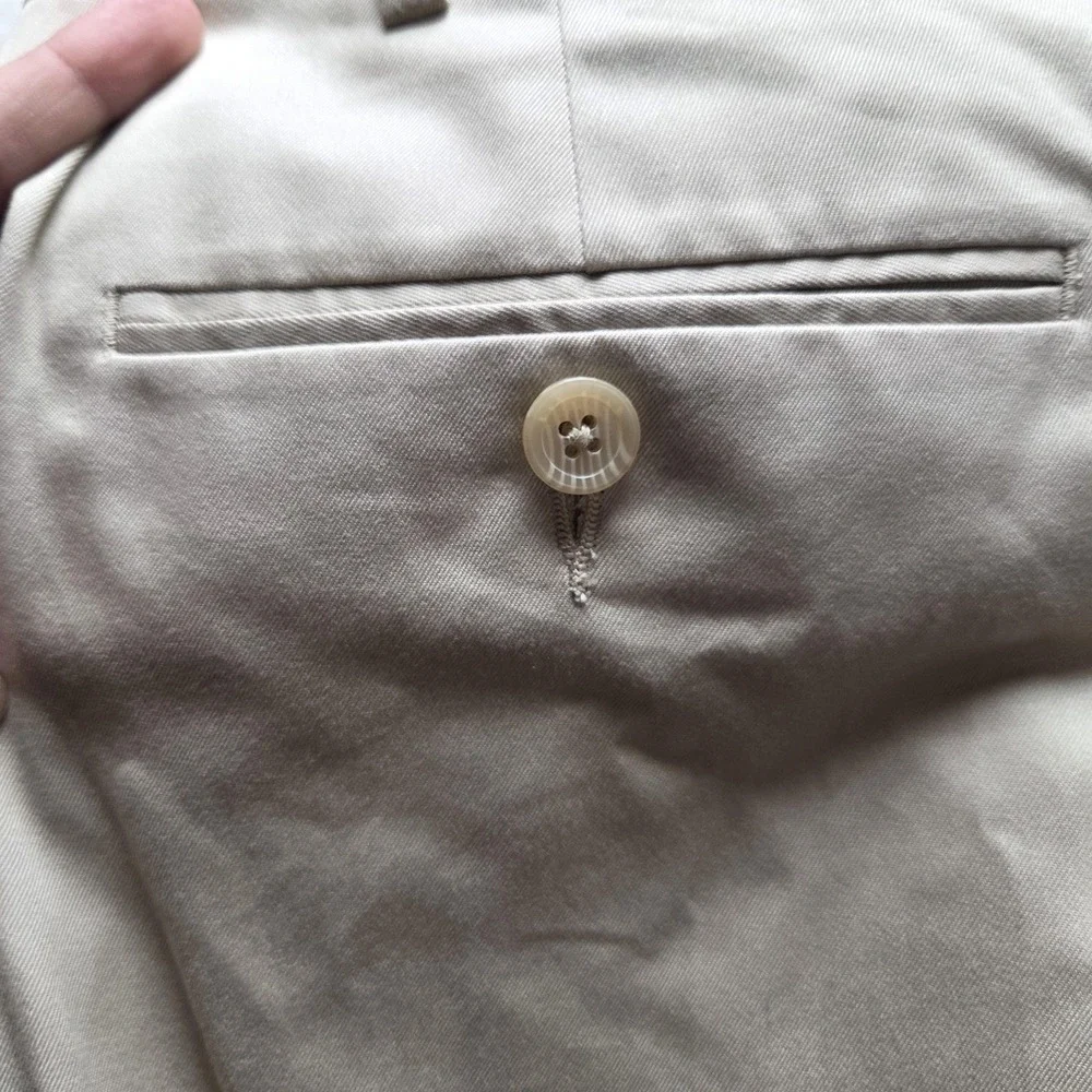 T. Harris Dress Pants Mens 36x30 Beige Pleated Cuffed Chino Regular Fit